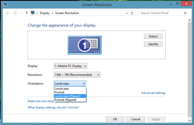 Cách xoay màn hình win 8 7 XP ngang ngược